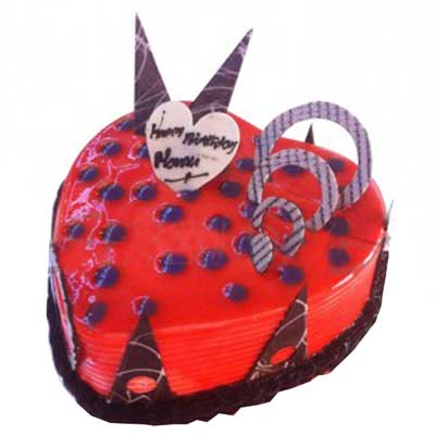 "Red glaze Heart shape cake - 2kgs - Click here to View more details about this Product